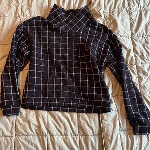 Xxs madewell black with white grid pattern turtleneck top